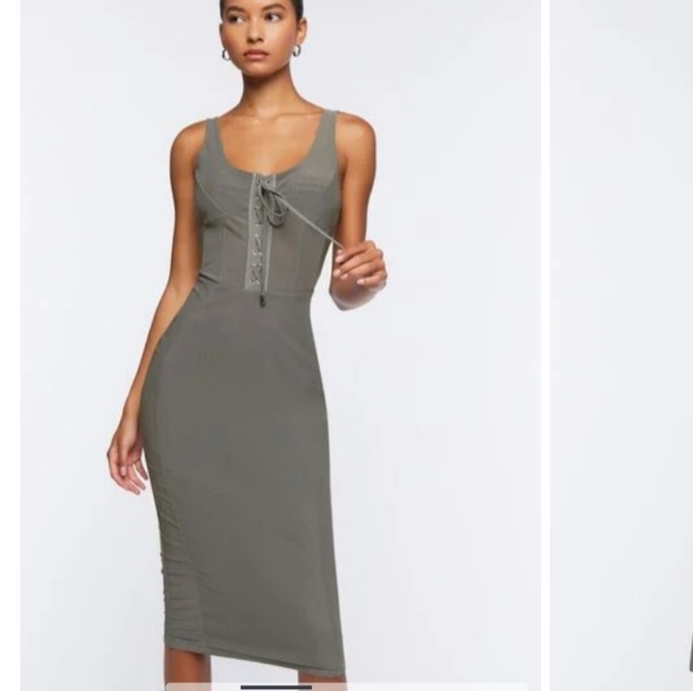 Corset midi dress. Grey. Size M